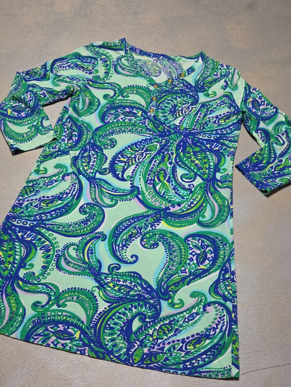 Lilly Pulitzer Green and Blue Paisley Shift Dress